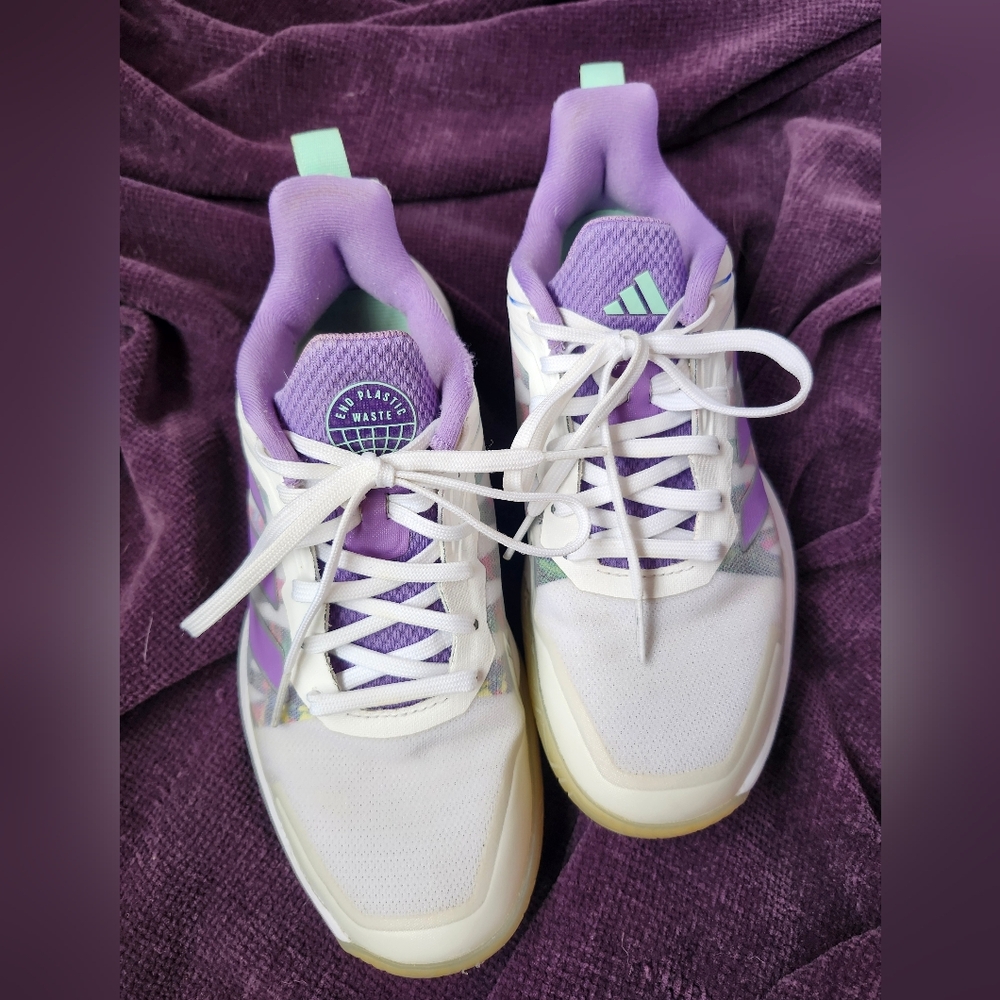Adidas Women's White Lavender Athletic Sneakers/Pickleball
